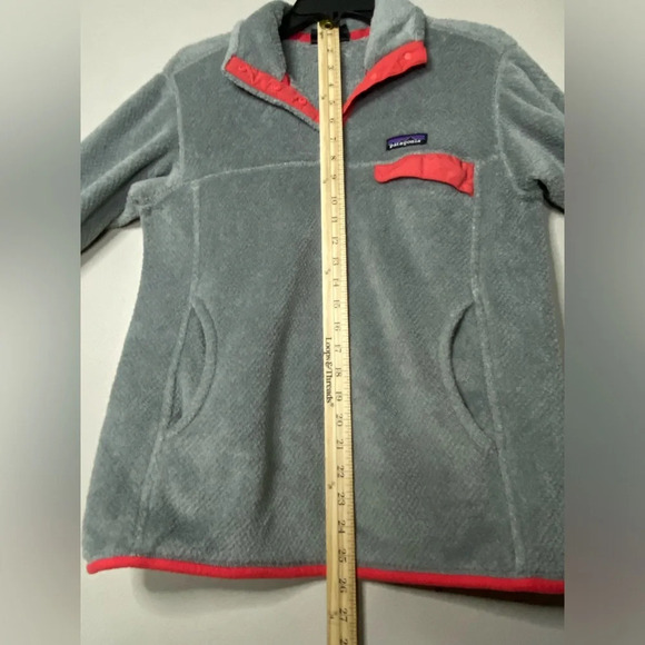 Patagonia Re Tool Snap T Fleece Pullover women medium grey pink accent warm cozy - Picture 8 of 8